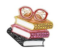 Creative Book and Glasses Brooch Symbolizing Wisdoms for Back to School Season Unisex Fashion Accessory Lightweight Design with Rhinestones Versatile Pin