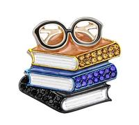 Creative Book and Glasses Brooch Symbolizing Wisdoms for Back to School Season Unisex Fashion Accessory Lightweight Design with Rhinestones Versatile Pin