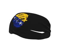 Creative Bosnia and Herzegovina Patriot Skull National Flag Headbands Men Women Non Slip Wicking Sports Sweatband for Gym Basketball Yoga Hairbands