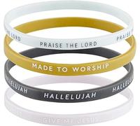 Creative Brands Christian Gifts 4-Pack Bracelet Set - Faithworks Threads of Faith Silicone Wristband Bracelets, One Size, Made To Worship