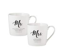 Creative Brands Faithworks - Inspirational Bone China Café Mug Gift Set, Set of 2, Mr. & Mrs.