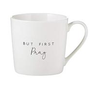 Creative Brands Faithworks Inspirational White Bone China Café Mug/Cup, 14-Ounce, But First Pray