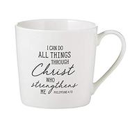 Creative Brands Faithworks Inspirational White Bone China Café Mug/Cup, 14-Ounce, I Can Do All Things - Scripture