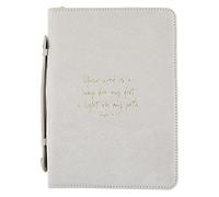 Creative Brands Faithworks - Suede Bible Cover with Carry Handle and Zipper Closure Simply Faith Collection, 6 x 9-Inch, Grey - Psalm 119:105