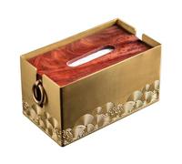 Creative Brass Tissue Box Cover, Simple Solid Wood Bottom Napkin Storage Caddy,for Dresser Bathroom Home Office Restaurant Tissue Holders