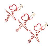 Creative Brooch Clip 3pcs Zinc Alloy for Doctors Nurses | Red Finish, Imitation Drill Detail, Dripping Oil Surface, Chic Pretty Style for Clothes