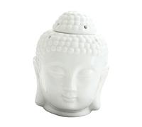 Creative Buddha Head Statue Essential Oil Burner Tealight Candle Diffuser White 14.5x10x11 cm