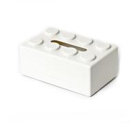 Creative Building Block Tissue Box Wall Mounted Desktop Storage Organizer ABS Material Bathroom Living Room Office Space Saving Dispenser Decorative Home 20X12.6x8cm(white)