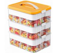 Creative Building Blocks Storage Box, 3 Tier Stackable Toys Organizer Storage Box with Building Plate Lid Multi Compartment Building Blocks Sorting Container