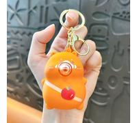 Creative Cartoon Bubble Blowing Decompression Keychain with Music Feature for School Bag and Car Keys, Stress Relief Pinch Toy in Brown, Pink, Blue or(Orange)