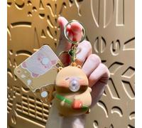 Creative Cartoon Bubble Blowing Decompression Keychain with Music Feature for School Bag and Car Keys, Stress Relief Pinch Toy in Brown, Pink, Blue or(Curry)
