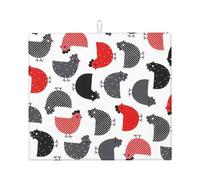 Creative Cartoon Chicken Print Microfiber Dish Drying Mat,Absorbent Quick Dry Kitchen Counter Mat,Non Slip Foldable Drainer Pad