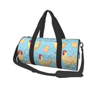 Creative Cartoon Chicken Print Round Duffel Bag, Canvas Overnight Travel Tote Bag, Waterproof and Tear-Resistant.Foldable Weekend Travel Bag