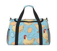 Creative Cartoon Chicken Print Weekender Bag,Gym Bag with,Carry On Luggage Overnight Weekend Bag, Holdall Handbag & Shoulder Bag for Travel Fitness