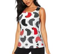 Creative Cartoon Chicken Printing Yoga Tank Tops for Women Back Activewear Sleeveless Running Athletic Shirts Black