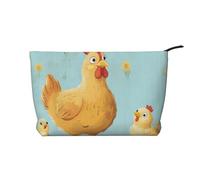 Creative Cartoon Chicken Prints Corduroy Makeup Bag for Women Girls, Spacious Travel Cosmetic Organiser for Make-up, Toiletries & Essentials