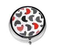 Creative Cartoon Chicken This Small, Round Pill Box is a Portable Travel Medicine Organizer with Three compartments for Storing Daily medications.