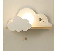 Creative Cartoon Cloud Wall Lamps with Switch E27 Socket Wooden Pallet Design Ideal for Kids' Rooms Hallways Offices and Dressers White Indoor Lighting
