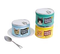 Creative Cat Can Coin Purse - Cute Zipper Pouch in Tuna, Salmon & Mackerel Designs - 4.9 x 3.1 in - Soft PU Material, Portable Storage Bag for Coins & Accessories, Blue, Set of 3