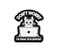Creative Cat Computer Brooch Cute Cartoon Enamel Pins for Women Girls Boys Novelty Animal Lapel Pin ''DON'T WORRY I'm From Tech Support'' Words Brooches Hat Jacket Backpacks Bags Clothing Badge