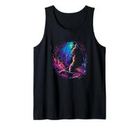 Creative Cat in Nature Retro Design Colors Tank Top