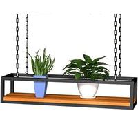 Creative Ceiling Mounted Floating Shelves - Rectangle Iron Frame Hanging Shelf (100x25x15cm) for Stylish Home Decor, Space-Saving Storage, Modern Design, and Easy Installation.