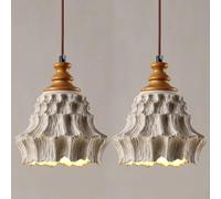 Creative Cement Chandelier Retro Industrial Pendant Light Height Adjustable Hanging Lamp Cream Concrete Suspension Lighting Country Farmhouse Home Decor For Living Room Kitchen Dining Room