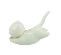Creative Ceramic Cat Incense Holder for Home Decor and Tea | Light Green Finish, Cute Modern Shape, Coffee Table Accent, Dual-use Piece for Indoor Fragrance Rituals