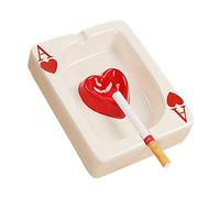 Creative Ceramic Cigarette Ashtray Tabletop Portable Modern Ashtrays Poker A Cigar Ashtray for Outdoor Indoor Desktop Smoking AshTray for Home office Fashion Decoration Handmade Gift for Men Women-Red