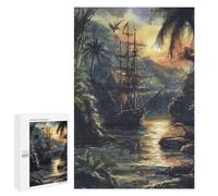 Creative Challenge - A Pirate Ship Sails, 1000 PCS, Adult Wooden Jigsaw, Holiday-Season Gift - for A Rewarding Weekend Challenge