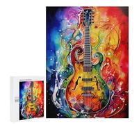 Creative Challenge - Alcohol Ink Guitar, 500 PCS, Wooden Picture Puzzle for Grown-Ups, New Year Puzzle Gift; for Couples, Friends And Family