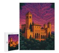 Creative Challenge - Alhambra Palace with Swirling Skies, 500 PCS, Decorative Jigsaw for Grown-Ups, Festive Gift for Adults, for Relaxing Solo Or Group Play