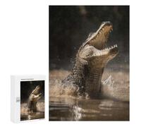 Creative Challenge - Ambush Predator Crocodile, 300 PCS, Decorative Wooden Puzzle, Holiday-Season Gift; for Shared Table Time