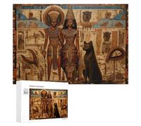 Creative Challenge - An Ancient Egyptian Scene with Figures And Animals, 300 PCS, Wooden Jigsaw Puzzle for Adults, New Year Puzzle Gift - to Assemble, Frame And Display
