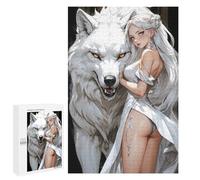 Creative Challenge - And Wild Wolf Girl, 1000 PCS, Decorative Jigsaw for Grown-Ups, New Year Party Activity, with A Decorative Finished Picture