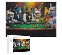 Creative Challenge - Animals Playing Pool A Vibrant Scene, 300 PCS, Challenging Puzzle for Adults, Gift for Winter Evenings - to Assemble, Frame And Display