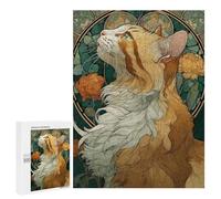 Creative Challenge - Art Deco Cat Portrait, 500 PCS, Decorative Wooden Puzzle, Gift for Puzzle Lovers - for A Rewarding Weekend Challenge