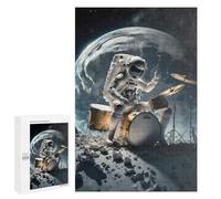 Creative Challenge - Astronaut Drummer on The Moon, 1000 PCS, Decorative Wooden Puzzle, Holiday-Season Gift; for Shared Table Time