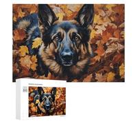 Creative Challenge - Autumn's Watch German Shepherd Portrait, 300 PCS, Adult Tabletop Puzzle, New Year Puzzle Gift; for Shared Table Time