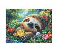 Creative Challenge Awaits with Sloth Flower Forest Wildlife Wild Nature Rural Beautiful Serene 500 Piece Adult Puzzle Fun Engaging And Ideal for Home 500 PCS（52×38cm）