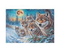 Creative Challenge Awaits with Wolf Family Mountain Forest Wildlife Wild 300 Piece Adult Puzzle Fun Engaging And Ideal for Home 300 PCS（40x28cm）