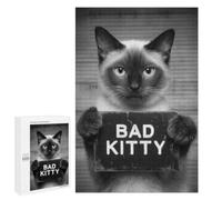Creative Challenge - Bad Kitty Mugshot, 1000 PCS, Wooden Art Puzzle, Gift for Winter Evenings - for Quiet Evenings And Focused Play