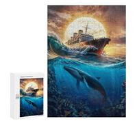 Creative Challenge - Beneath The Crimson Sky, 300 PCS, Wooden Jigsaw Puzzle for Adults, New Year Puzzle Gift - to Assemble, Frame And Display