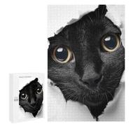 Creative Challenge - Black Cat Peeking Through Torn Paper, 1000 PCS, Jigsaw Puzzle for Adults, with A Decorative Finished Picture