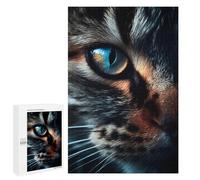 Creative Challenge - Blue-Eyed Cat Close-Up, 1000 PCS, Wooden Picture Puzzle for Grown-Ups, Mindful Gift for Adults, for Mindful Indoor Entertainment
