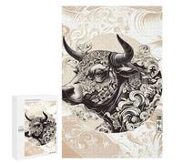 Creative Challenge - Bull Japanese Style, 1000 PCS, Wooden Brain Teaser for Adults, Festive Gift for Adults, for Mindful Indoor Entertainment