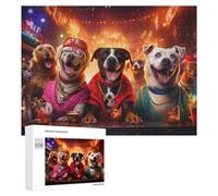 Creative Challenge - Canine Carnival A Night Out in The City, 500 PCS, Displayable Picture Puzzle, Year-End Present; for Couples, Friends And Family