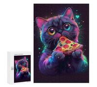Creative Challenge - Cat Eating Pizza, 300 PCS, Adult Wooden Jigsaw, Weekend Puzzle Project, for Screen-Free Relaxation at Home