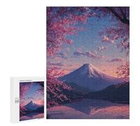 Creative Challenge - Cherry Blossom Mountain Reflection, 500 PCS, Jigsaw Puzzle for Adults, Mindful Gift for Adults, for Relaxing Solo Or Group Play