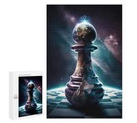Creative Challenge - Chess Universe, 1000 PCS, Wooden Picture Puzzle for Grown-Ups, Creative Indoor Hobby, with A Decorative Finished Picture